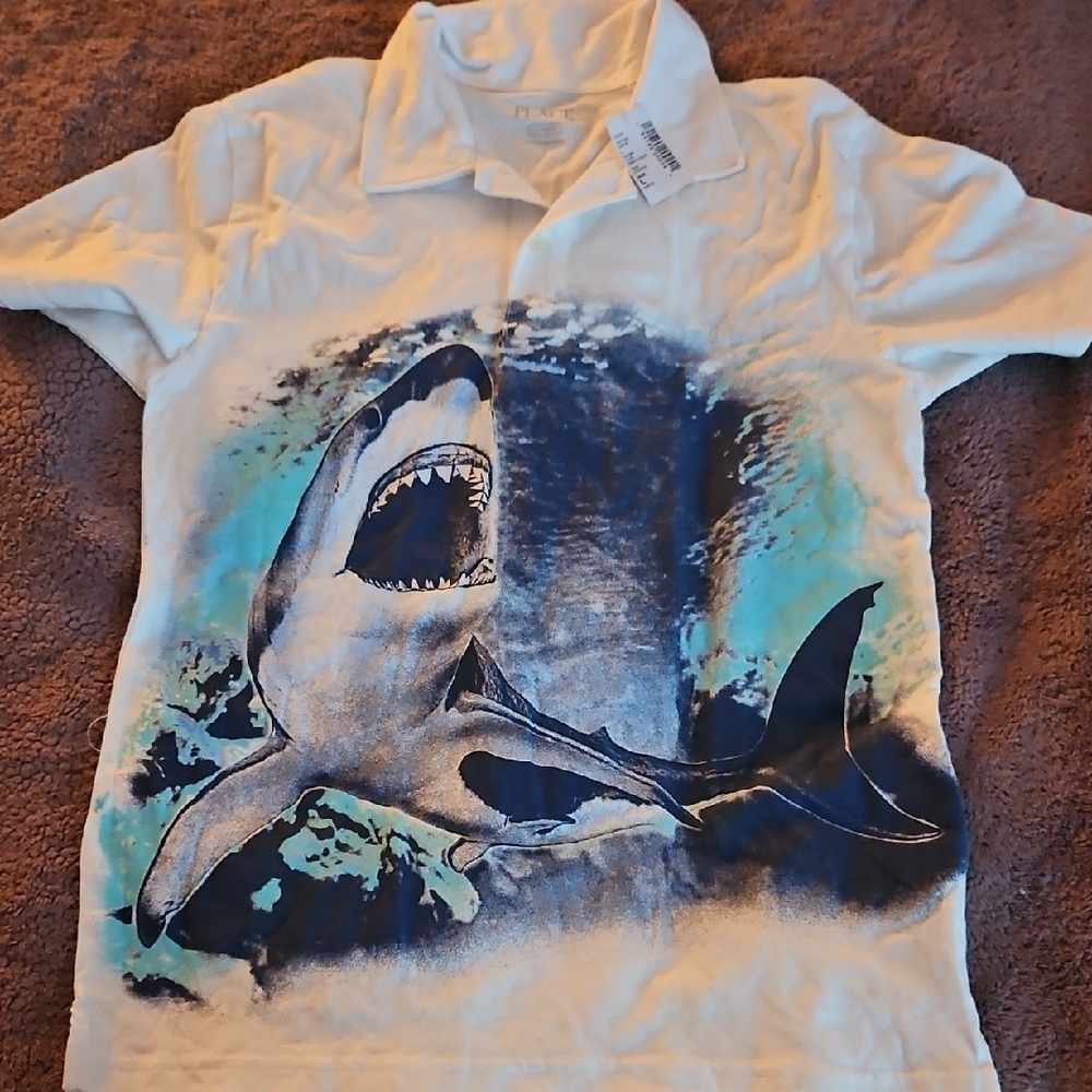 The Children's Place Blue and White Polo with Oceanic Flair